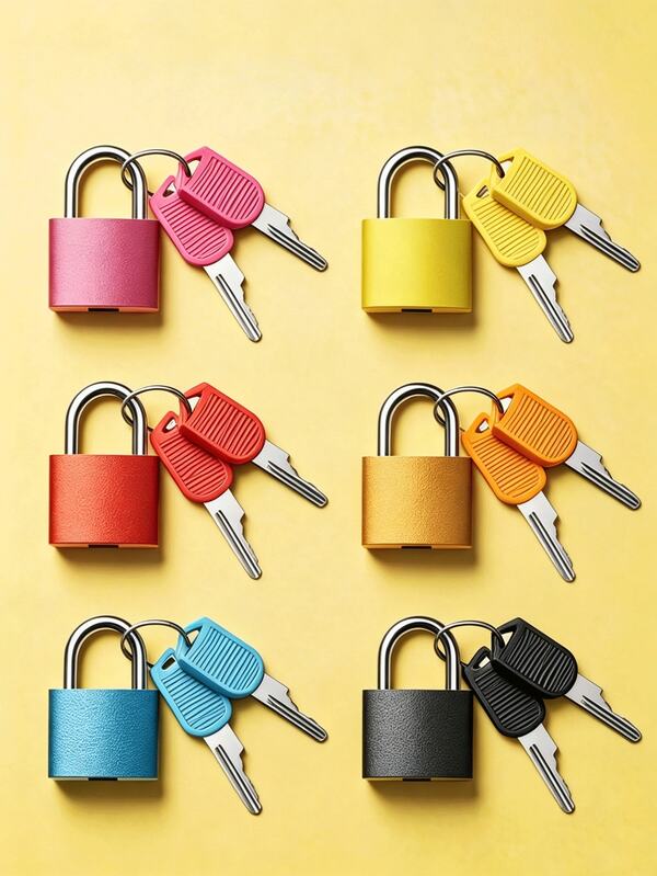 1/2/3/6pcs Colorful Mini Plastic Padlocks With Keys, Suitable For Travel Storage Cabinets, Holiday Luggage, School Lockers, Blue Padlocks, Room Decor, Bedroom Decor, Car Accessories