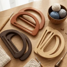 2pcs D-Shaped Wooden Wallet Handles, Durable Bag Grip Accessories Suitable For DIY Straw Beach Bags And Handbags - A - View 1