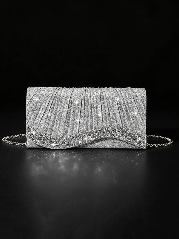 Women's Evening Clutch Bag, Fashionable Versatile Elegant Rhinestone Handbag, Formal Dress Bag, Party Bag, Chain Shoulder Bag