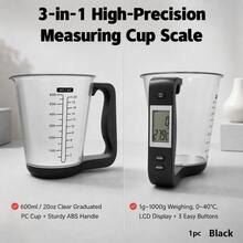 3合1數位量杯秤，稱重/量測/溫度功能，600ml/20oz 廚房秤，1-1000g 高精度，6種單位轉換，ABS手柄，聚碳酸酯杯身，可拆卸可清洗，烘焙必備工具 - 600毫升 - 查看 10