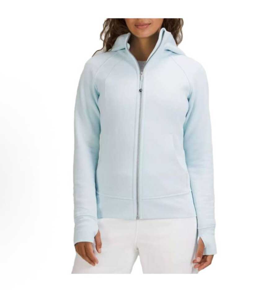 Lululemon Women's Scuba Full-Zip Hoodie Classic Hooded Jacket Fit Track Jacket Full Zip Outerwear Breathable Warm Athletic Sweatshirt With Thumbholes - 粉紅藍色 - 查看 1