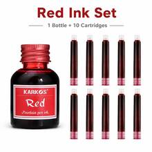 11 Piece Set Of Fountain Pen Ink Cartridges -30 Milliliters Of Ink+10 Replacement Ink Cartridges, Available In Red, Black, And Blue For Smooth And Silky Writing, Natural Ink Penetration, Suitable For Daily Writing, Work, And Study - Sets - View 3