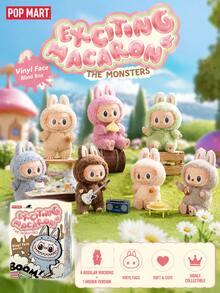 THE MONSTERS Labubu 驚喜馬卡龍盲盒，日常背包吊飾裝飾，毛絨娃娃盲盒，主題派對、生日、聖誕禮物毛絨娃娃驚喜盲盒，Labubu 毛絨吊飾盲盒，黑色開學禮物 - 彩色 - 查看 2