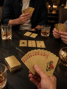1 Deck Premium Playing Cards - Luxury Gold Playing Card Set, Waterproof, Durable, Perfect For Magic, Game Night, Collection And Gifts - Gold-plated Playing Cards - View 3
