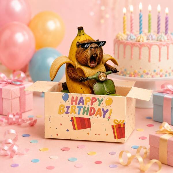 4pcs/2pcs Fun Capybara Themed 3D Pop-Up Birthday Card Box, Birthday Party Decoration Box, Card Back With Writing Space, Perfect Surprise Birthday Gift For Family, Neighbors, Friends, Colleagues, Also Suitable As Home Decor