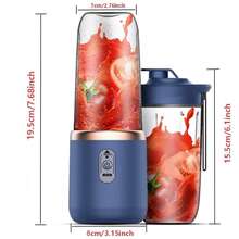 SOKANY Portable Juicer Cup/Juice Cup/Milkshake Cup, 1500mAh Lithium Battery, Dual Cup With Lid Design, 6-Blade 304 Stainless Steel, 40W High Power, 400ml Large Capacity, Suitable For Juicing/Milkshake/Crushed Ice And More - 0.5L-1L - View 3