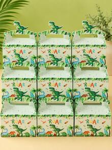 2/12/24pcs Dinosaur Party Favor Boxes With Handles, Roaring Birthday Snack Boxes, Cartoon Jungle Candy Gift Boxes, Suitable For Boys Children Birthday Party, Safari Party Supplies - Cute Dinosaur Gift Box - View 4