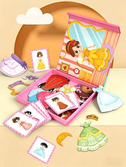 Magnetic DIY Dress-Up Stickers And Learning Book, Magnetic Dress-Up Educational Toy, Children's Intelligence Game, Role-Play Face-Changing, Transportation Princess Dress-Up Scene, Magnetic Dress-Up Educational Game, Children's Intelligence Educational Game, Career Transportation Princess Dress-Up Scene, Suitable For Travel, Suitable For 3-6 Years Old Boys And Girls Birthday Gift, Party Gift, Holiday Gift