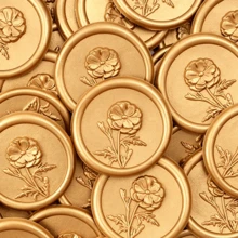 20pcs/Pack 3D Floral Pattern Wax Seal Stickers, Self-Adhesive Wax Seal Stickers, Suitable For Gifts, Wedding Invitation Envelopes Sealing - Brown - 3D Flower-brown - View 1