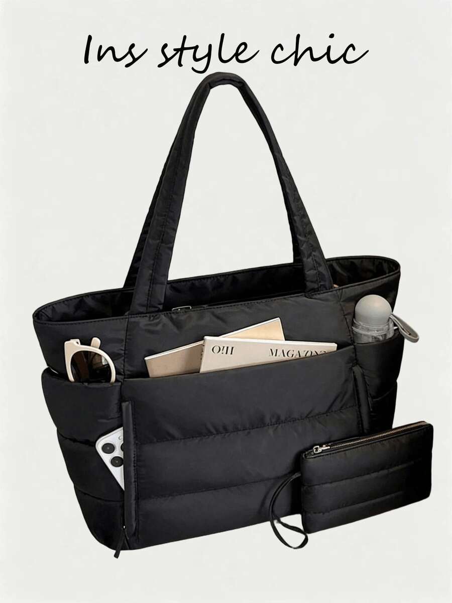 This Is A Solid Light 's Handbag With A Large Interior Capacity, Two Side Pockets For Water Bottles, A Zip Closure, And Double Top Handles. - 酒紅色 - 查看 1