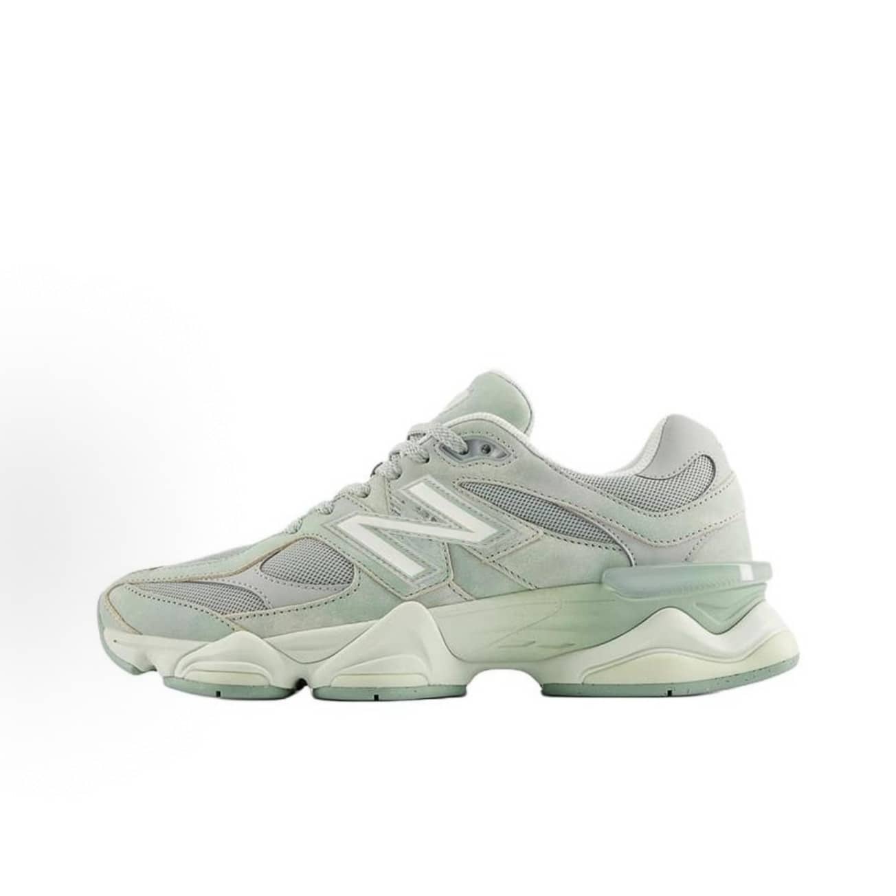 New Balance 9060 - Rain Cloud Grey, Sea Salt & Black Castlerock | Viral 2026 Chunky Platform Sneakers | Premium Suede & Mesh Breathable Trainers | Comfortable ABZORB Midsole Dad Shoes | Authentic Unisex High-Fashion Footwear - 迷霧綠 - 查看 1