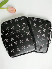 Bow Tablet Sleeve Carrying Case With Handle, Padded Protective Travel Bag For IPad , Kindle , Compatible With Samsung Galaxy And Android Tablets. - Black - View 1