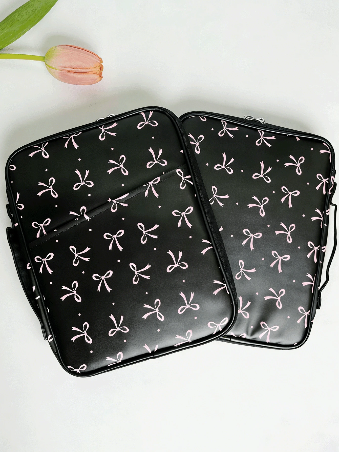 Bow Tablet Sleeve Carrying Case With Handle, Padded Protective Travel Bag For IPad , Kindle , Compatible With Samsung Galaxy And Android Tablets. - Black - View 1