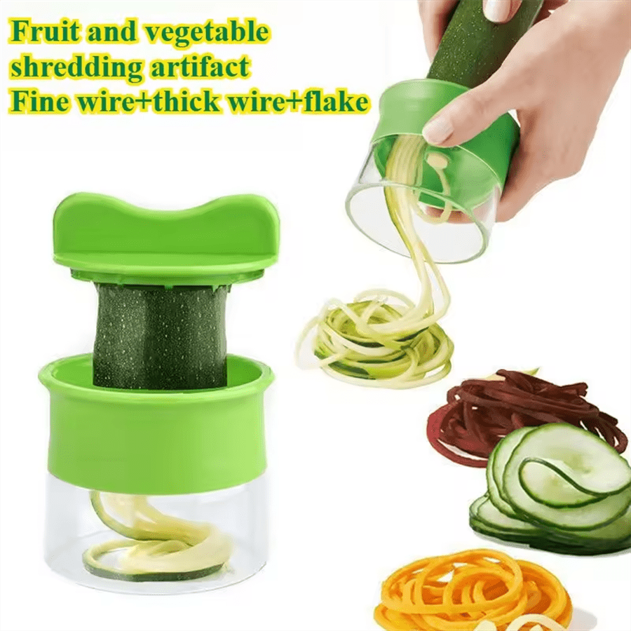 1 peça Fatiador de Legumes Espiral Manual - Utensílio de Cozinha Multifuncional em Aço Inoxidável, Adequado para Cenouras, Pepinos, Abobrinha | Preparação de Saladas e Massas | Design Compacto e Fácil de Limpar, Triturador de Legumes, Operação Simples e Intuitiva, Utensílio Essencial de Cozinha para Fitness e Perda de Peso