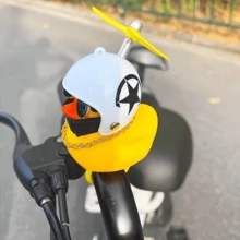 1件趣味橡皮鴨頭盔車把配件，附螺旋槳與眼鏡，獨特街頭運動自行車裝飾，適合單車騎士與單車愛好者的趣味搞怪禮物 - A - 查看 4