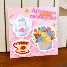 4/8pcs Combination Sticky Notes, Ins Dopamine Combination Sticky Notes Student Tearable Message Decoration Memo Cute Stationery N-Times Reusable, 60 Sheets/Book, Random Style, Suitable For School, Office, Home Memo, Back To School, Halloween - one-size - View 7