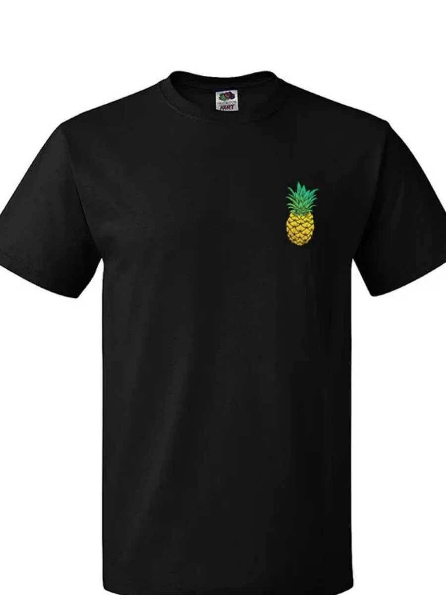 Pi?a dorada simboliza energía positiva alegría tropical y frescura veraniega reflejando espíritu libre y optimismo camiseta de hombre cómoda moderna para uso diario - Negro - Ver 1