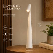 1 pieza Lámpara de escritorio LED portátil de ABS, con cable USB, diseño minimalista y delgado, atenuación táctil, carga USB, adecuada para dormitorio y oficina - luz roja blanca - Ver 19