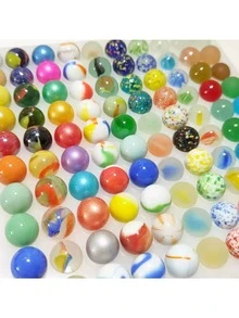 30/60/100pcs 1.6cm Colorful Rainbow Pretty Transparent Glass Beads Marbles (Random Style) - Multicolor - View 2