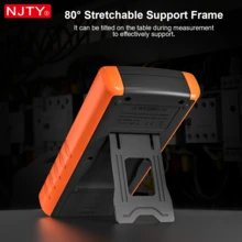 NJTY DT-9205 جهاز قياس متعدد رقمي، جهاز اختبار متعدد النطاق اليدوي لقياس الجهد والتيار والمقاومة والسعة والتردد ودرجة الحرارة والديود والترانزستور HFE، شاشة LCD كبيرة، إيقاف تلقائي للطاقة، حامل قابل للطي للاستخدام المنزلي والصناعي - متعدد الألوان - مشاهدة 6