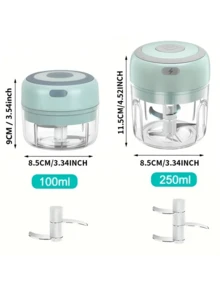 SOKANY 迷你電動大蒜切碎機，迷你食物處理機，電動大蒜切碎機。USB充電式，600 mAh，23W高功率，快速切碎速度，三刀片切割。非常適合切碎大蒜、辣椒、肉類和其他食材！ - 綠色 - 查看 2