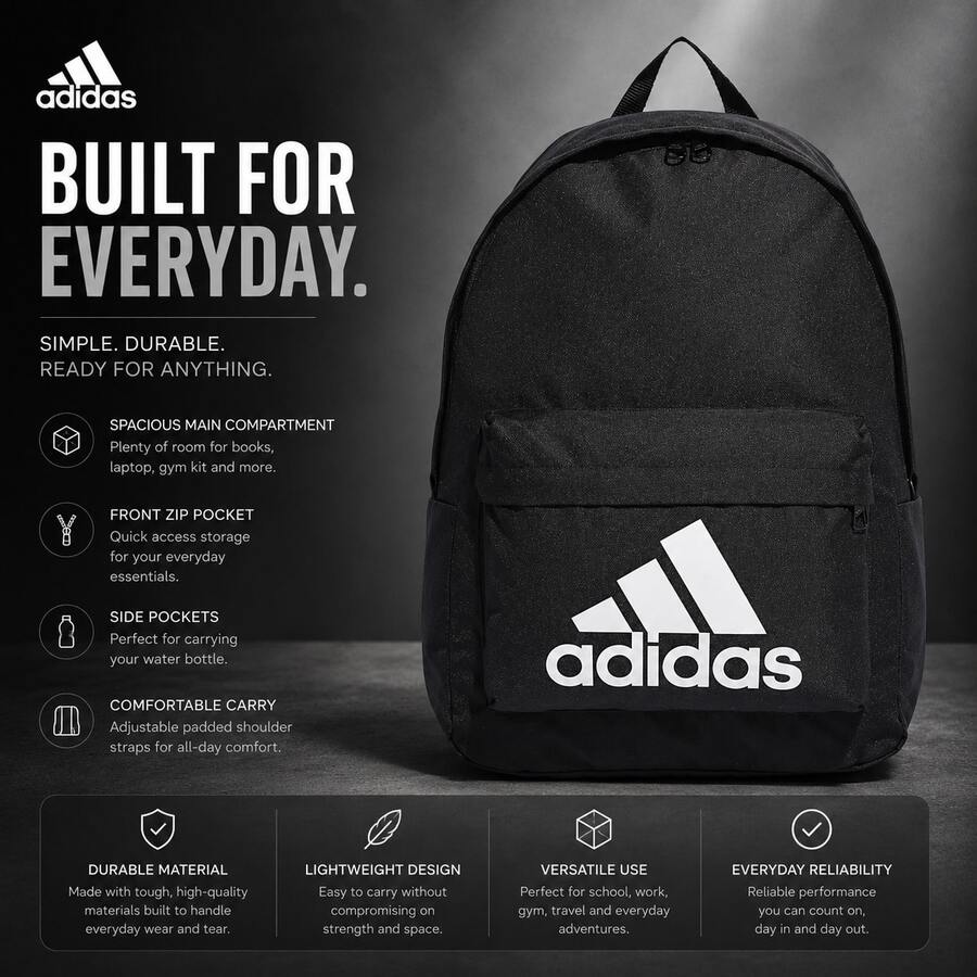 Adidas Nike Swoosh Backpack For Men & - Black - View 1