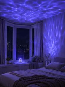 1pc [Water Ripple Projection Light] Square Transparent Textured Atmosphere Lamp, Colorful Ocean Wave Projection Effect | Suitable For Bedroom, Living Room, Birthday Party, Room Decoration | USB Powered - Cylindrical - View 12