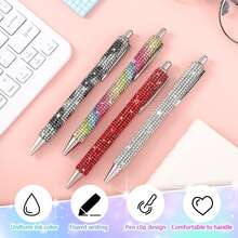 1-20pcs Exquisite Glitter Rhinestone Crystal Pens, Cute Diamond Pens, Bulk Colorful Metal Ballpoint Pens, Suitable For Women And Girls, Office Meetings, Birthday Celebrations And Wedding Gifts - Press the Diamond Pen - View 7