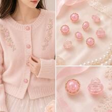 10 piezas Botones de flor de perla con vástago, botones decorativos de costura con borde dorado, adecuados para reparación de ropa DIY, reemplazo de botones de cárdigan, chaqueta y suéter - 10 unidades - Ver 6