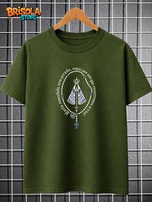 Catholic T-Shirt Rosary Our Lady Mother Of God Jesus Christ Savior Christian Faith Unisex 100% Cotton Premium Shirt New Release Various Colors Men's Women's Immediate Shipping | Plus Size - 軍綠色 - 查看 1