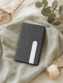 Personalized Fabric Texture Business Card Holder, Metal Gold/Silver Ultra-Thin Pocket Card Case, Custom Engraved Name Business Card Organizer, Professional Office Card Holder For Men And Women, Gift - Fabric Business Card Holder - View 2