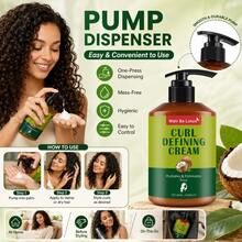 WATR BE LOTUS 1瓶 280ml 椰子滋養捲髮造型乳，植物基底輕盈保濕造型，柔順滋潤捲髮定型，抗毛躁，自然蓬鬆柔順定型，適用於自然捲髮、波浪髮、乾燥毛躁髮質，日常洗後護髮造型 - 捲髮定型霜 - 查看 2