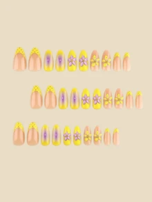 30片3D壓花波點美甲貼紙，夏季美甲用品，Y2K風格，杏仁形指甲適用 - 淡紫色 - 查看 3