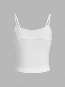 Women's Cute Cat Print Polyester Camisole High Elasticity Cropped Length White Summer Casual - White - View 2
