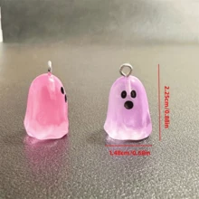 10件裝萬聖節螢光迷你小鬼樹脂吊墜，暗處發光，適用於珠寶手工製作 - 彩色 - 查看 5