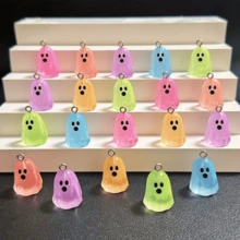 10件裝萬聖節螢光迷你小鬼樹脂吊墜，暗處發光，適用於珠寶手工製作 - 彩色 - 查看 4