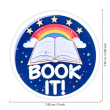 1PC Retro 80s Bookworm Sticker, Book It Pizza Party Slogan Vinyl Decal For Laptop Water Bottle Notebook, Waterproof Bookish Decal Sticker, Aesthetic Stationery Journaling Scrapbook Accessories Gift For Readers - S2265 - View 2