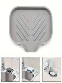 1/2pcs Self-Draining Slanted Silicone Soap Dish, Quick-Drip Soap Holder Tray, Non-Slip Elastic Silicone Soap Storage, Multi-Functional Storage Tray For Bathroom, Kitchen And Shower - Multicolor - View 8