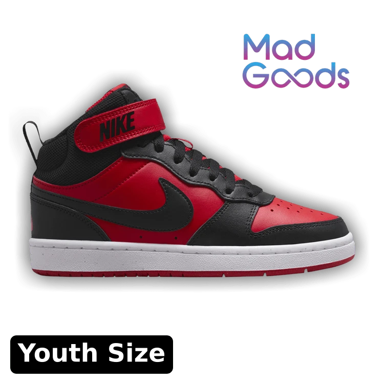 Nike Nike Court Borough Mid 2 Grade School 'Black University Red' (Unisex) University Red/White/Black CD7782-602 Autumn New - 黑色 - 查看 1