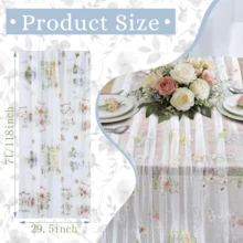 Juego de 3 piezas de camino de mesa transparente con bordado floral (29.5 X 71 pulgadas, verde salvia/champán/blanco), mantel de estilo granja con flores, adecuado para uso diario, vacaciones, bodas, hoteles, fiestas de cumpleaños, decoración del hogar, camping y picnic, todas las estaciones - Camino de mesa de tul bordado con flores silvestres - Ver 9