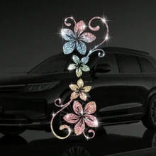1pc Glitter Vine Floral Self-Adhesive Car Sticker, Elegant Floral Pattern, No Residue, Easy To Apply, Suitable For Car, Motorcycle, Truck, Glass Window And Laptop Decoration, Perfect Decor For Plant Lovers - Multicolor - View 13