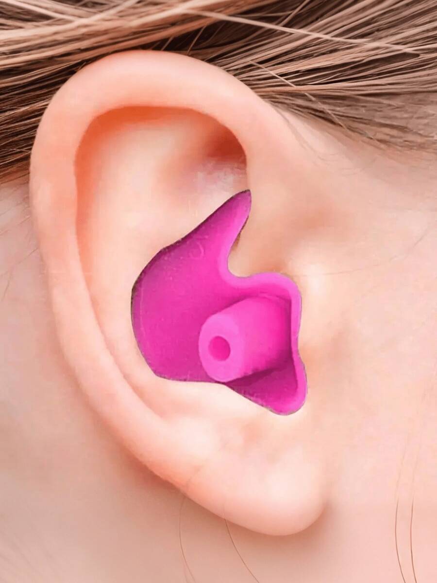 2/1 Pair Waterproof Silicone Soft Earplugs, Portable And Durable, Swimming Accessory, Suitable For Outdoor, Sports, Travel, Home, Office, School And More Occasions - Multicolor - View 1
