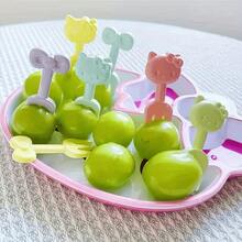 SANRIO 10pcs Hello Kitty Fruit Forks - Suitable For Home, Outdoor Picnic, School And Various Occasions Party Dessert Forks, Random Style Reusable Fruit Forks, Suitable For Fruit, Cake, Ice Cream - Summer Tableware, Perfect For Fruit Platter Serving, Lunch Box, Plating - A - View 5