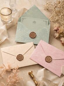 20pcs-Gilded Envelope & Letter Set, Strait Scenery Embossed Texture, Romantic Handwritten Love Letter, Valentine's Day - Gilded Invitation - View 7