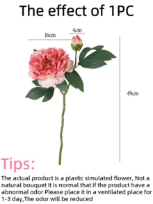 1pc Artificial Peony Flower With Buds And Green Leaves, Realistic Faux Peony, Artificial Flower, Fake Flower, Suitable For Home Decor, Room Decor, Bedroom Decor, Wedding Decor, Tabletop Decor, Indoor And Outdoor Decor, Autumn Decor, Halloween Decor - Multicolor - View 7