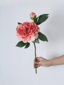 1pc Artificial Peony Flower With Buds And Green Leaves, Realistic Faux Peony, Artificial Flower, Fake Flower, Suitable For Home Decor, Room Decor, Bedroom Decor, Wedding Decor, Tabletop Decor, Indoor And Outdoor Decor, Autumn Decor, Halloween Decor - Multicolor - View 15