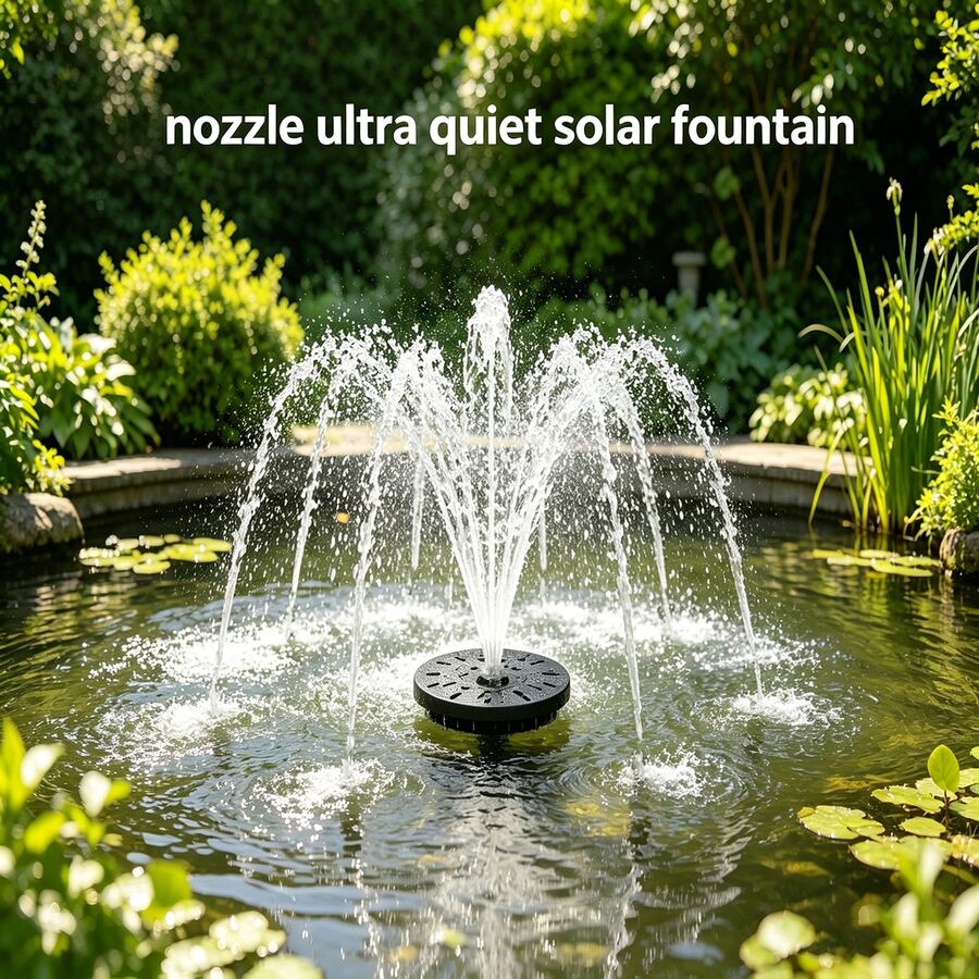 太陽能鳥浴噴泉水泵，附 6 個噴頭，超靜音自供電水噴泉，適用於花園池塘泳池魚缸戶外 - 彩色 - 查看 1
