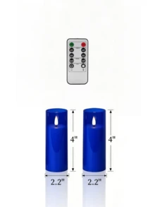 2/3/5件裝裝飾燈禮品組，附遙控器與定時器，3D火焰效果，適用居家裝飾、婚禮、節日、派對裝飾，直徑2.2英吋，高度4英吋/5英吋/6英吋/7英吋（克萊因藍） - 克萊因藍 - 查看 8