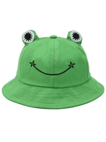 1pc Frog Bucket Hat, Personalized Cartoon Frog Bucket Hat, Versatile Sun Hat For Holiday Party - Multicolor - View 4