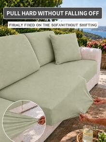 1pc Solid Color Milk Silk Sofa Seat Cushion Cover, High Elasticity Dust-Proof Stain-Resistant Removable Washable All-Season Sofa Cover, Suitable For Outdoor Wicker Modular Sofa, Single Piece Sold Not Set Sofa Seat Cushion Protector - Light Matcha - View 1